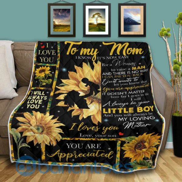 To My Mom Love You My Little Boy Blanket Quilt Product Photo