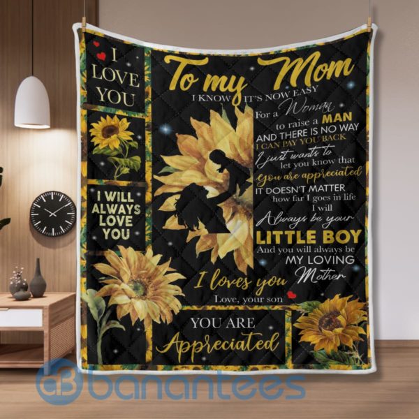 To My Mom Love You My Little Boy Blanket Quilt Product Photo