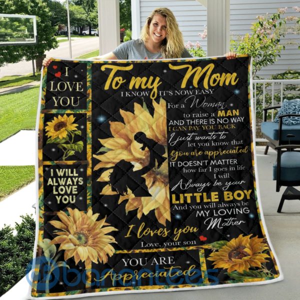 To My Mom Love You My Little Boy Blanket Quilt Product Photo