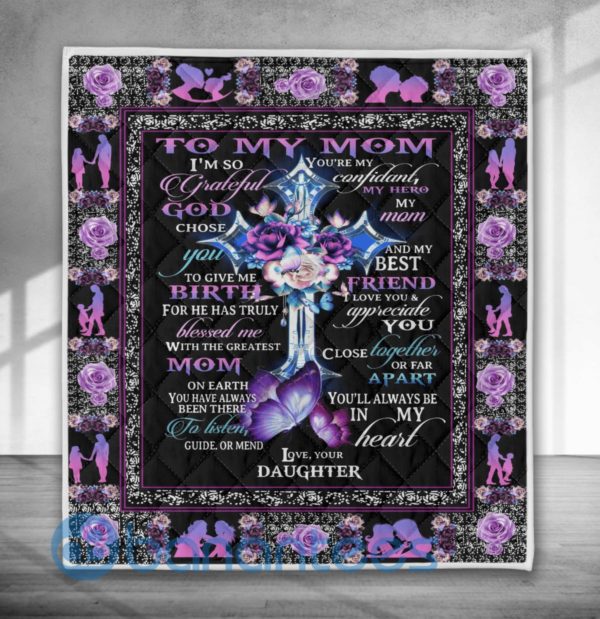 To My Mom Love, Your Daughter Blanket Quilt Product Photo