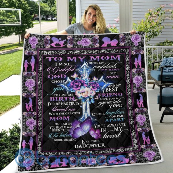 To My Mom Love, Your Daughter Blanket Quilt Product Photo
