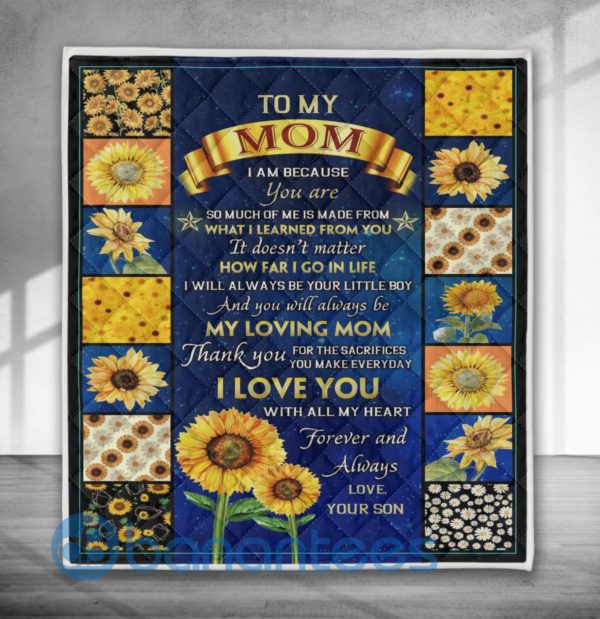 To My Mom Your Are My Sunshine Sunflower Design Quilt Blanket Product Photo