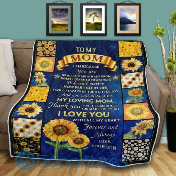 To My Mom Your Are My Sunshine Sunflower Design Quilt Blanket Product Photo