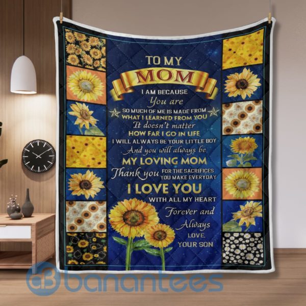 To My Mom Your Are My Sunshine Sunflower Design Quilt Blanket Product Photo