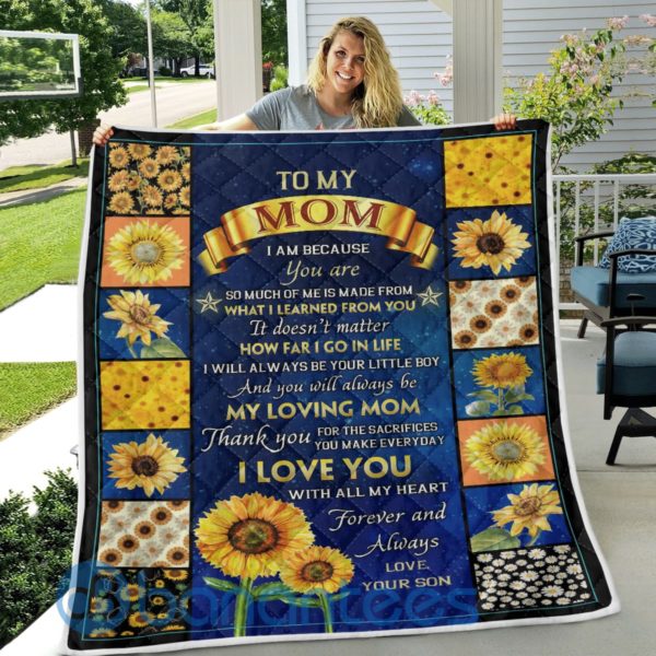 To My Mom Your Are My Sunshine Sunflower Design Quilt Blanket Product Photo