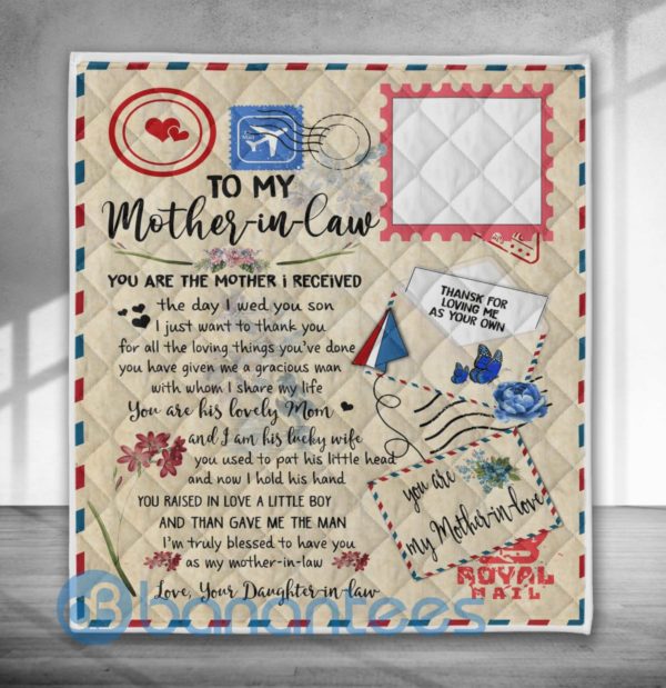 To My Mother In Law Airmail Letter Quilt Blanket Product Photo