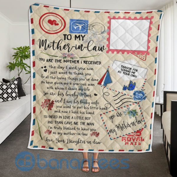 To My Mother In Law Airmail Letter Quilt Blanket Product Photo
