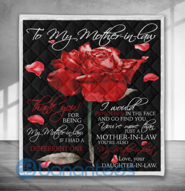 To My Mother In Law Rose Design Quilt Blanket Product Photo