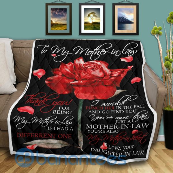 To My Mother In Law Rose Design Quilt Blanket Product Photo