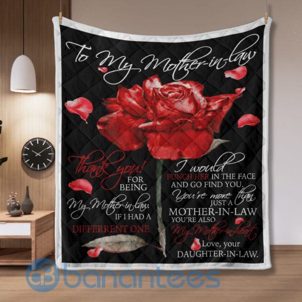 To My Mother In Law Rose Design Quilt Blanket Product Photo