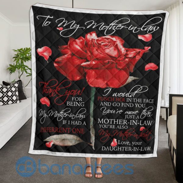 To My Mother In Law Rose Design Quilt Blanket Product Photo