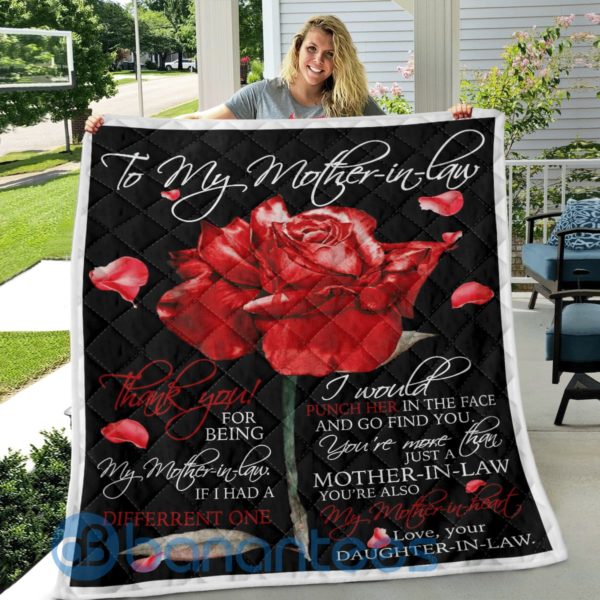 To My Mother In Law Rose Design Quilt Blanket Product Photo