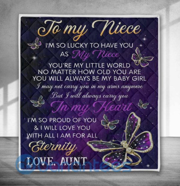 To My Nice Love, Aunt Butterfly Quilt Blanket Product Photo