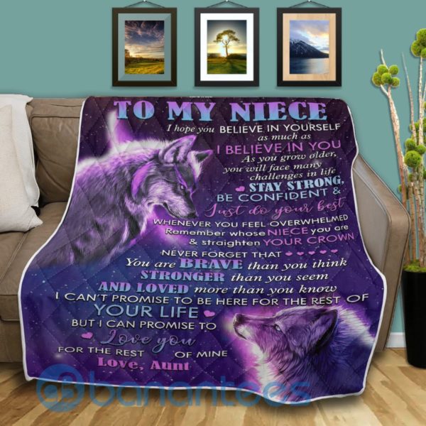 To My Niece Love You For The Rest Of Mine Love, Aunt Wolf Quilt Blanket Product Photo