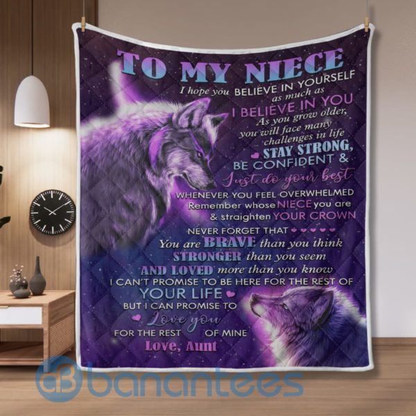 To My Niece Love You For The Rest Of Mine Love, Aunt Wolf Quilt Blanket Product Photo