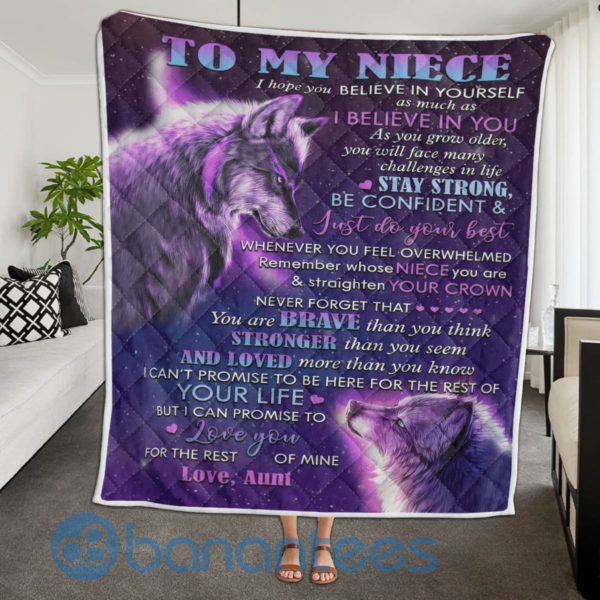 To My Niece Love You For The Rest Of Mine Love, Aunt Wolf Quilt Blanket Product Photo