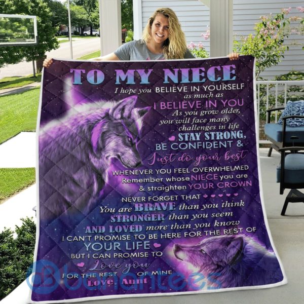 To My Niece Love You For The Rest Of Mine Love, Aunt Wolf Quilt Blanket Product Photo