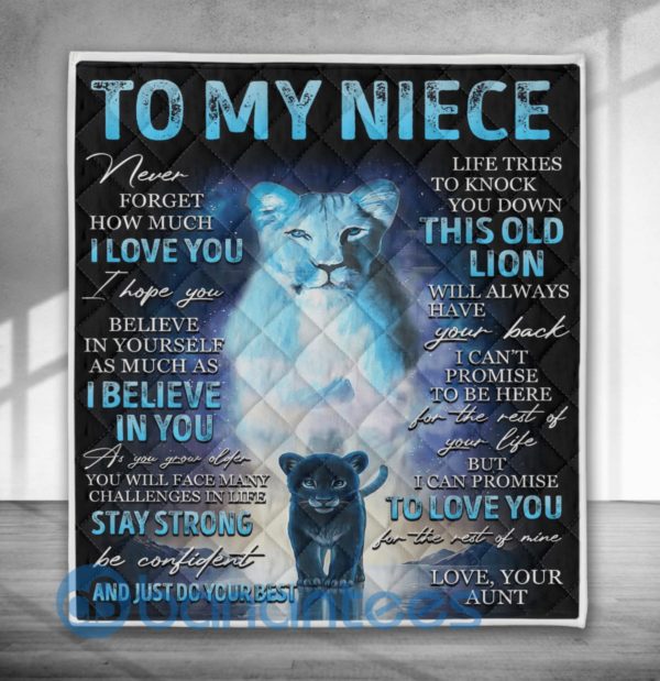 To My Niece Never Forget How Much I Love You Lion Quilt Blanket Product Photo