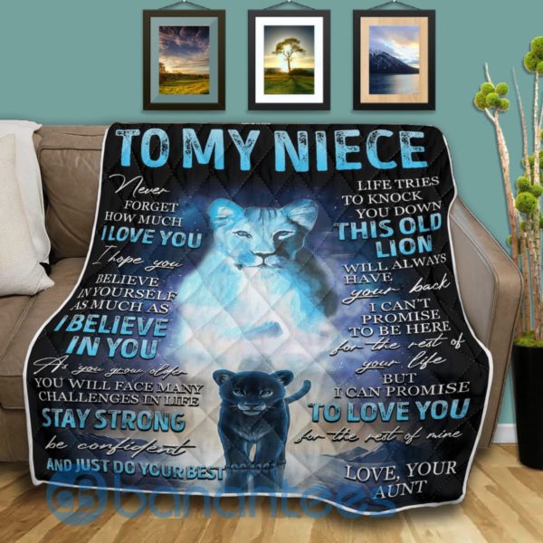 To My Niece Never Forget How Much I Love You Lion Quilt Blanket Product Photo