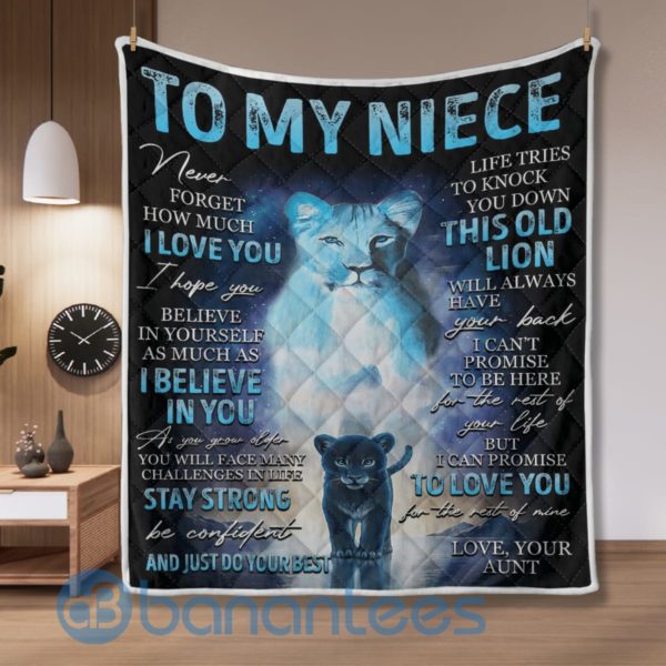 To My Niece Never Forget How Much I Love You Lion Quilt Blanket Product Photo