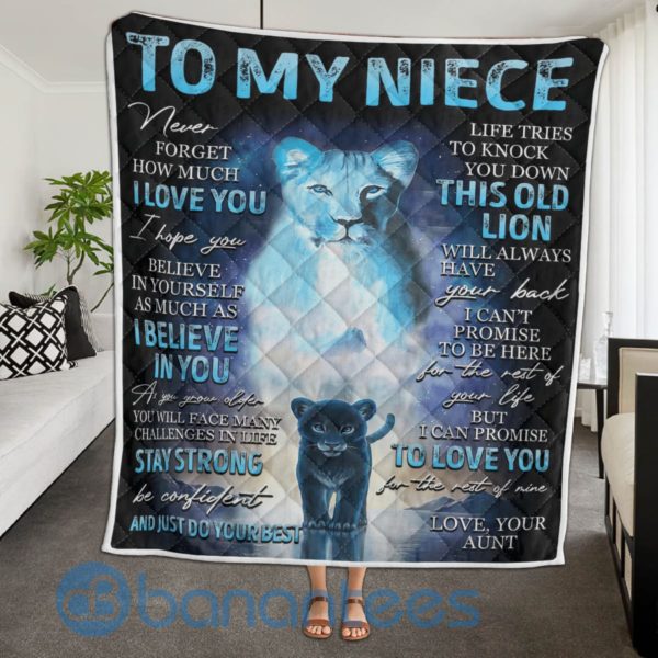 To My Niece Never Forget How Much I Love You Lion Quilt Blanket Product Photo