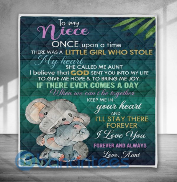 To My Niece Once Upon A Time There Was A Little Girl Elephant Quilt Blanket Product Photo