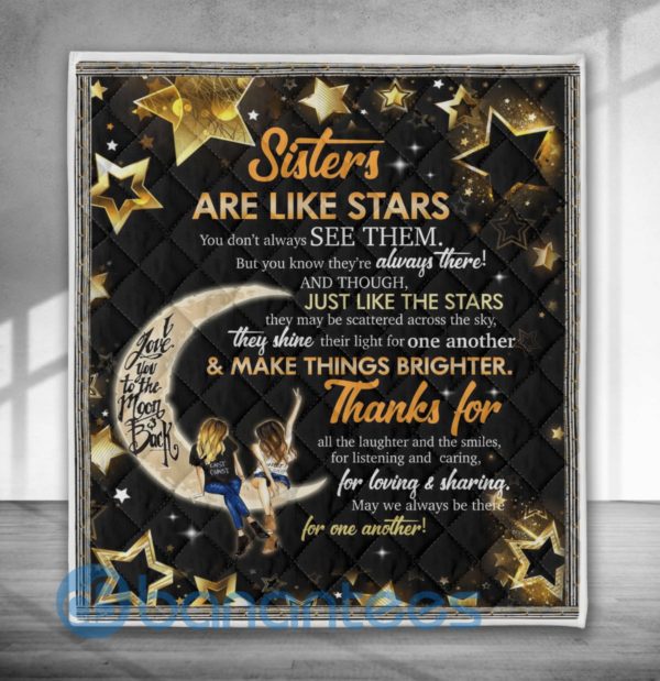 To My Sister Love You To The Moon Blanket Quilt Product Photo