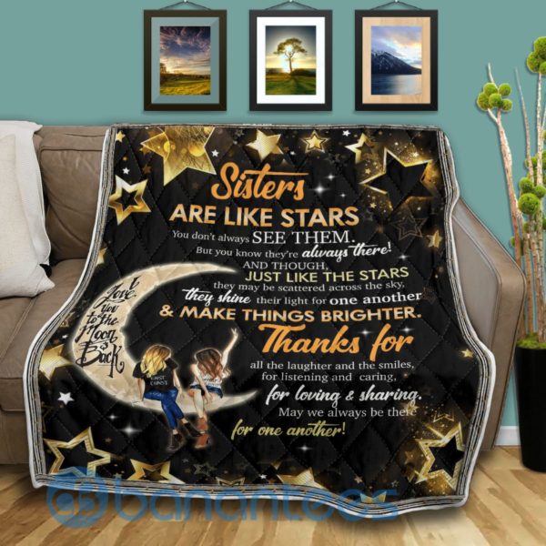 To My Sister Love You To The Moon Blanket Quilt Product Photo