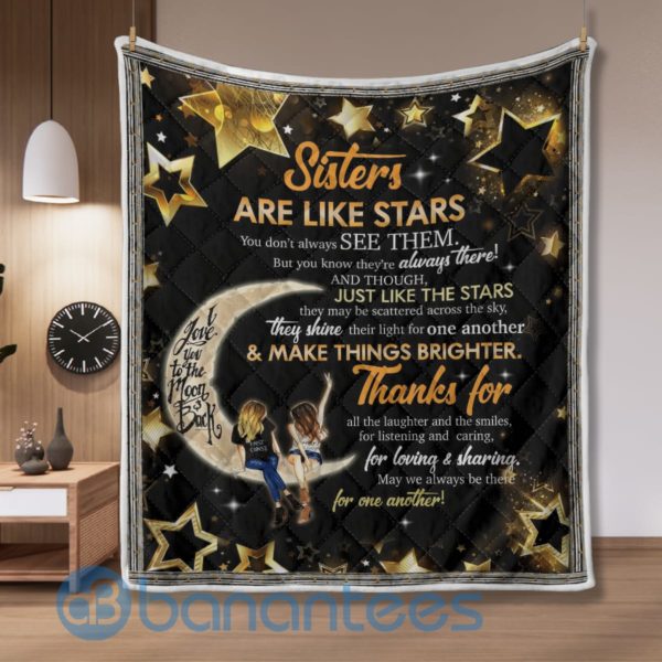 To My Sister Love You To The Moon Blanket Quilt Product Photo