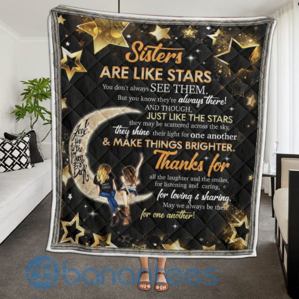 To My Sister Love You To The Moon Blanket Quilt Product Photo