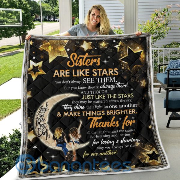 To My Sister Love You To The Moon Blanket Quilt Product Photo