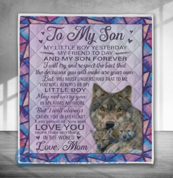 To My Son Alway Be My Little Boy Wolf Quilt Blanket Product Photo