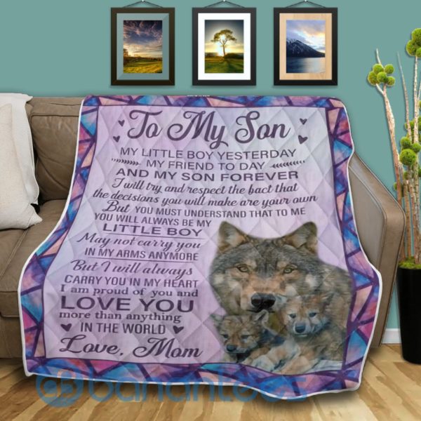 To My Son Alway Be My Little Boy Wolf Quilt Blanket Product Photo