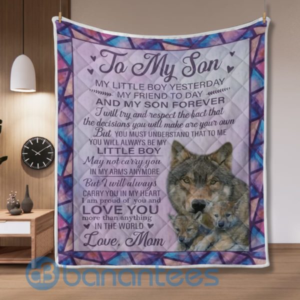 To My Son Alway Be My Little Boy Wolf Quilt Blanket Product Photo