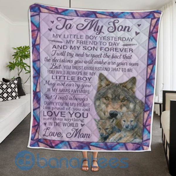 To My Son Alway Be My Little Boy Wolf Quilt Blanket Product Photo