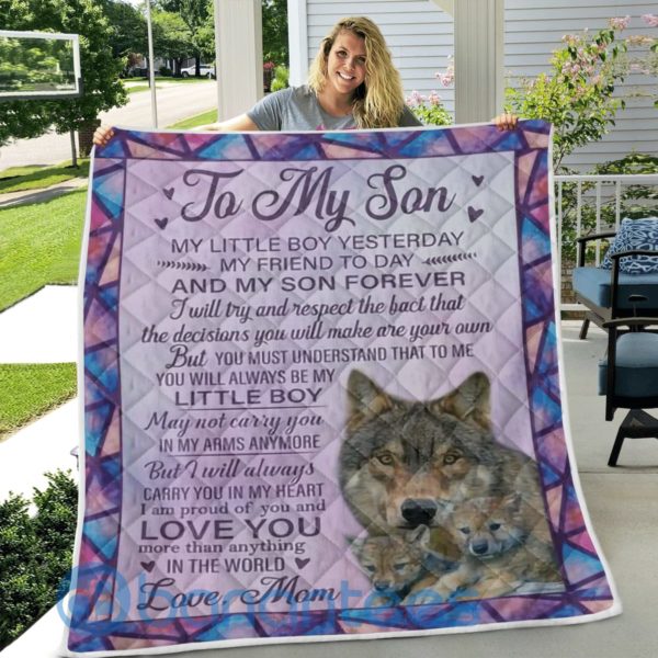 To My Son Alway Be My Little Boy Wolf Quilt Blanket Product Photo