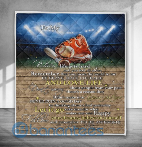To My Son Daughter When Life Hard Baseball Blanket Quilt Product Photo