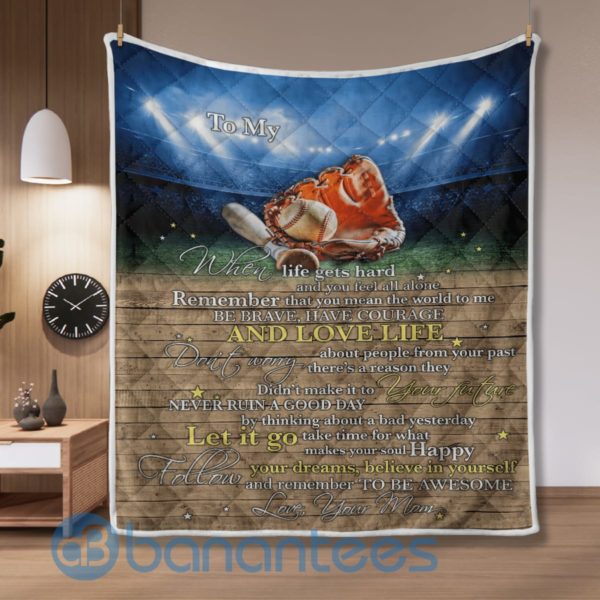 To My Son Daughter When Life Hard Baseball Blanket Quilt Product Photo