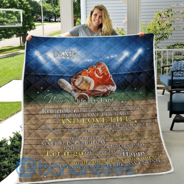 To My Son Daughter When Life Hard Baseball Blanket Quilt Product Photo