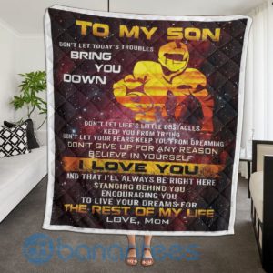 To My Son Don't Let Today's Troubles Bring You Down Football Quilt Blanket Product Photo