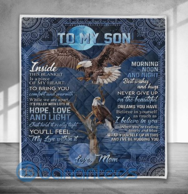 To My Son Eagle Quilt Blanket Product Photo
