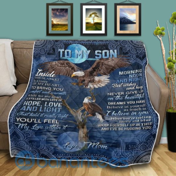 To My Son Eagle Quilt Blanket Product Photo
