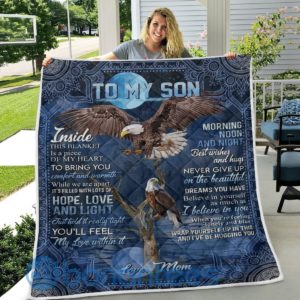 To My Son Eagle Quilt Blanket Product Photo