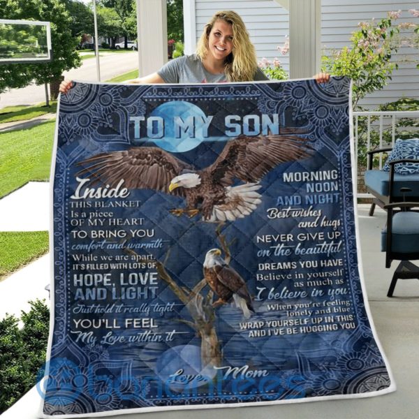 To My Son Eagle Quilt Blanket Product Photo