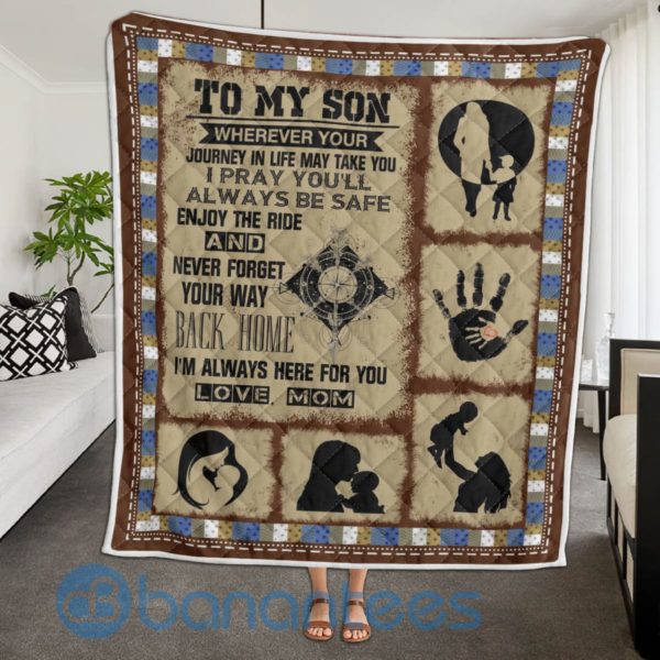 To My Son I Hope You Always Happy Quilt Blanket Product Photo