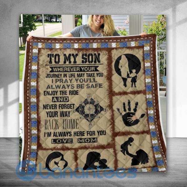 To My Son I Hope You Always Happy Quilt Blanket Product Photo
