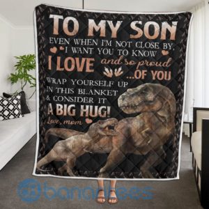 To My Son I Love And So Pround Of You Dinosaur Quilt Blanket Product Photo