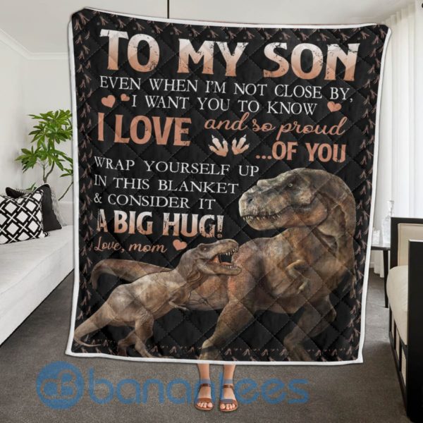 To My Son I Love And So Pround Of You Dinosaur Quilt Blanket Product Photo