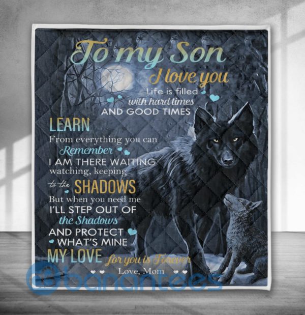 To My Son I Love You Black Wolf Quilt Blanket Product Photo