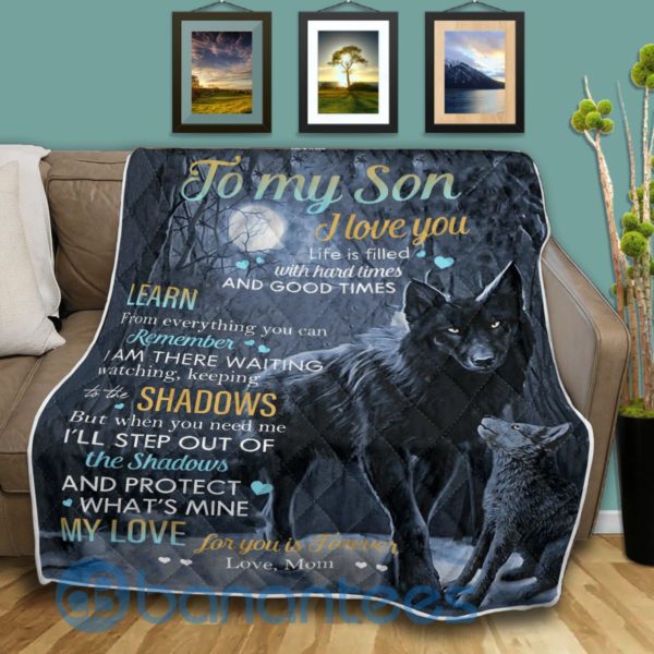 To My Son I Love You Black Wolf Quilt Blanket Product Photo